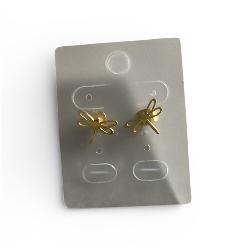 Stainless steel Gold Dragonfly Earrings